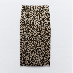 ZARA Animal Print Stretch Knit Skirt NWT